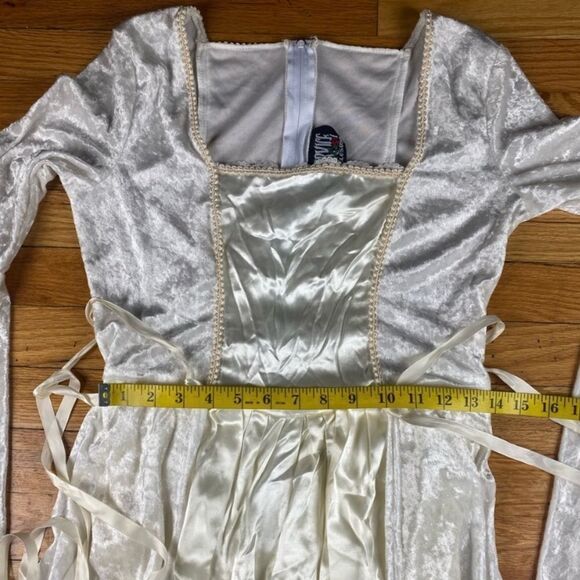 Lip Service 2001 White Velvet Satin Medieval Renaissance Fairy Bell Lace Sleeves - Picture 8 of 14
